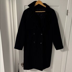 Elegant Black Double-Breasted Women's Coat